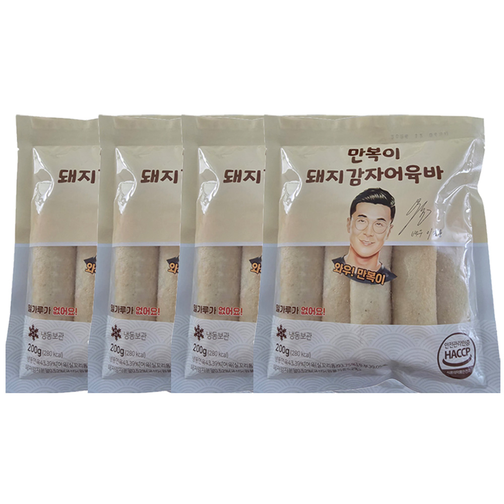 이정용 만복이 돼지감자 어육바 어묵바 200g X 4팩 밀가루없는 제로 오뎅 스틱 간식 현미가루